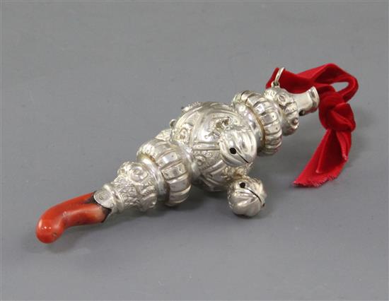 A Victorian silver childs rattle by Colen Hewer Cheshire, 10.3cm.